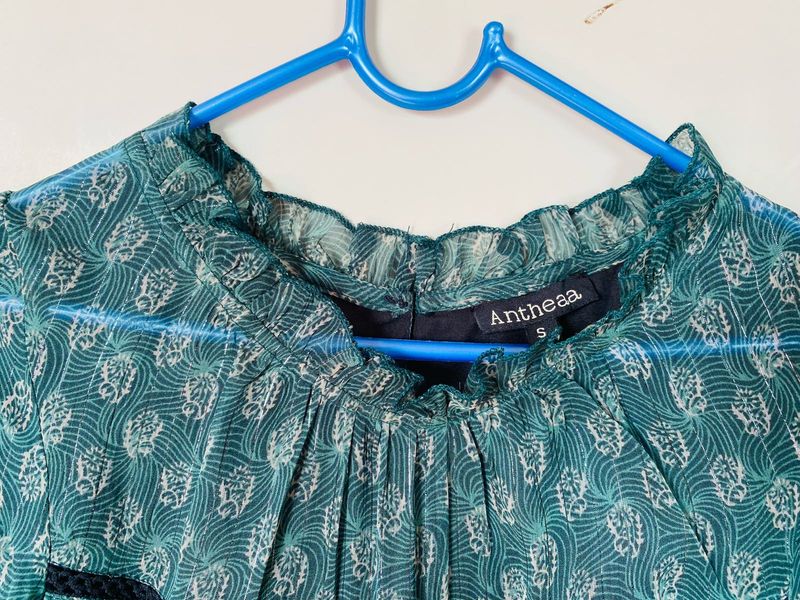 Elegant Green Print Top