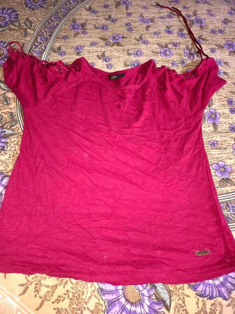 Burgundy Cold Shoulder Top