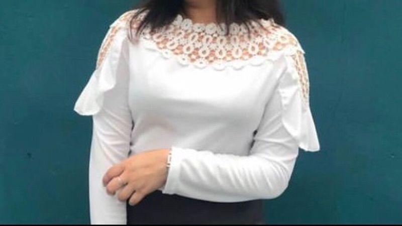 Women Laced Design Full Sleeved Top In White