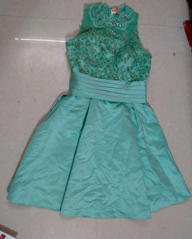 Aqua Embellished Party Dress