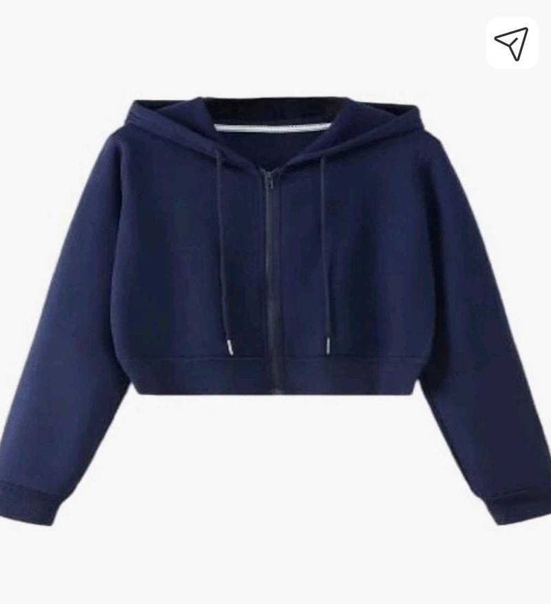 Navy Blue Cropped Hoodie