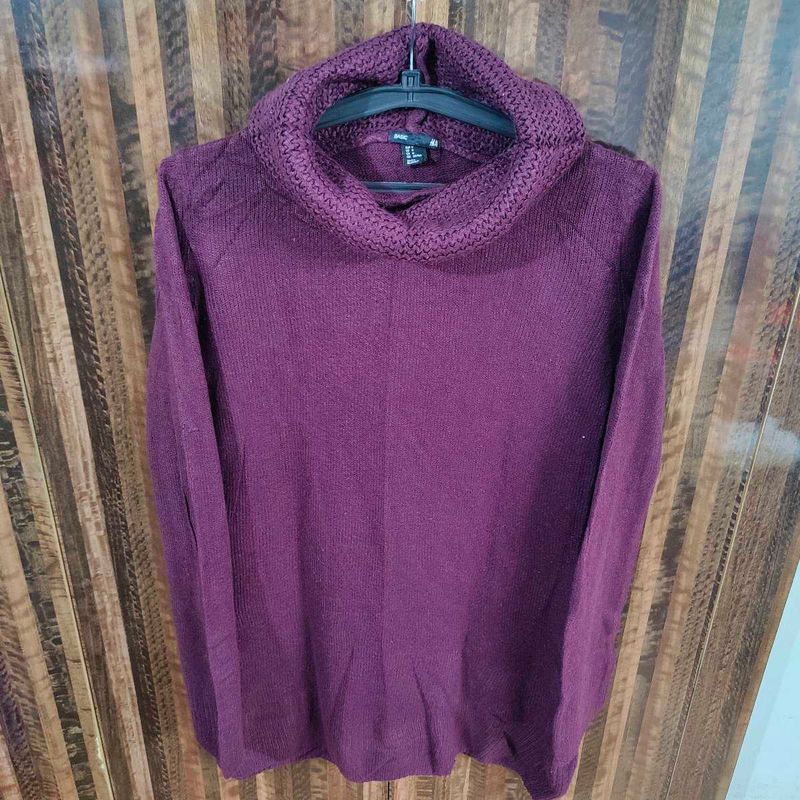 H&amp;M Solid Turtleneck Pullover - Chest 34