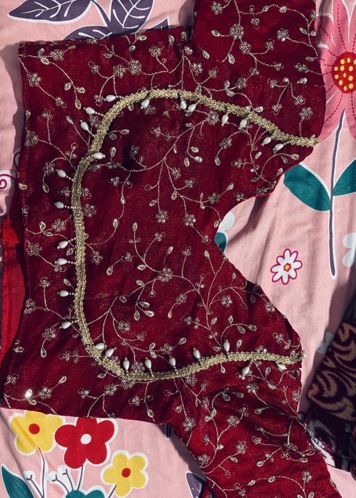 Maroon Embroidered Blouse
