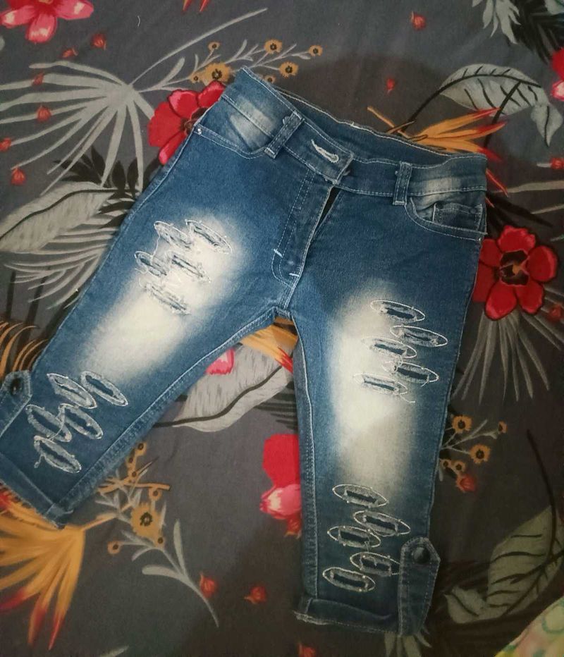Ripped Denim Capris