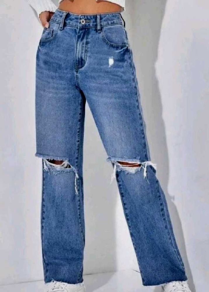 Ripped Wide Leg Jeans
