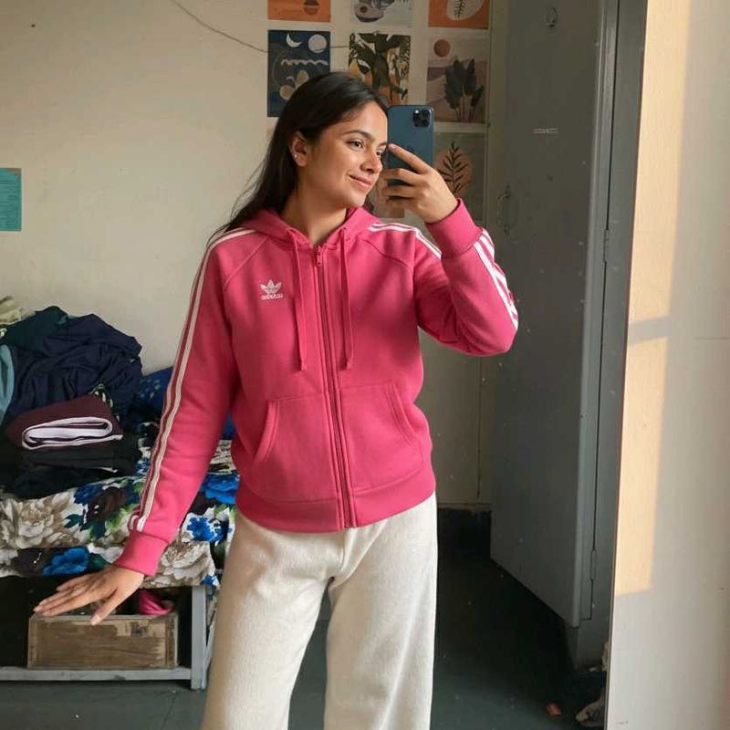 Pink Adidas Zip-Up Hoodie