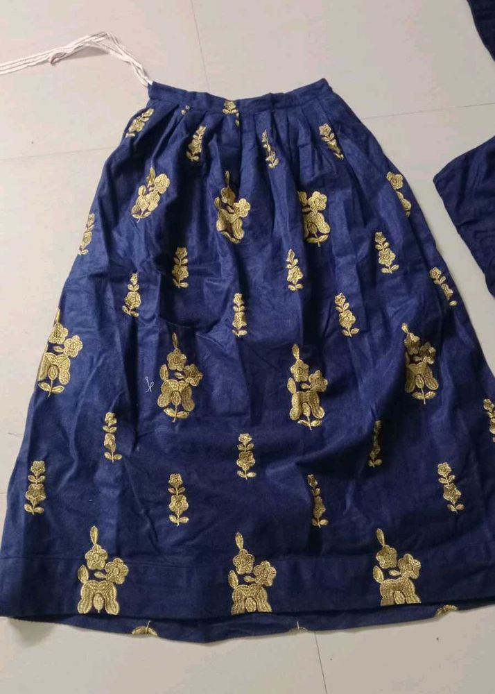 Elegant Semi-Velvet Blouse &amp; Skirt Set