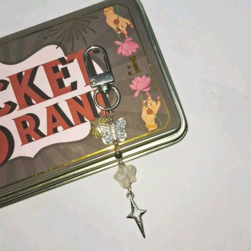 Aesthetic strawberry and black keychain