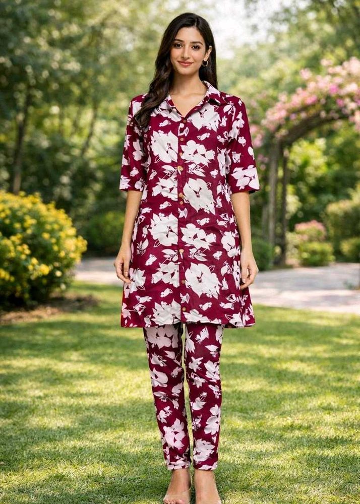 Floral Print Night Suit Set