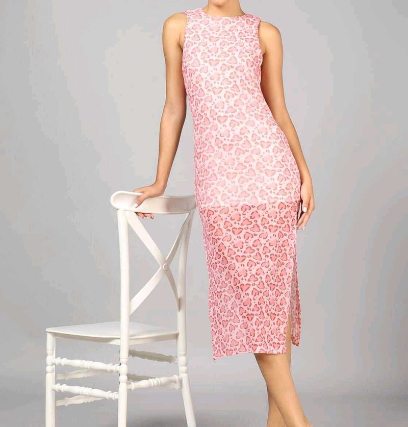 Pink Heart Print Tank Top