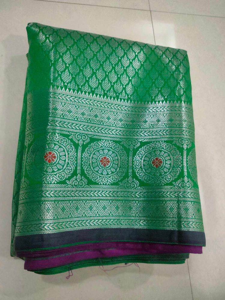 Vibrant Purple Green Saree