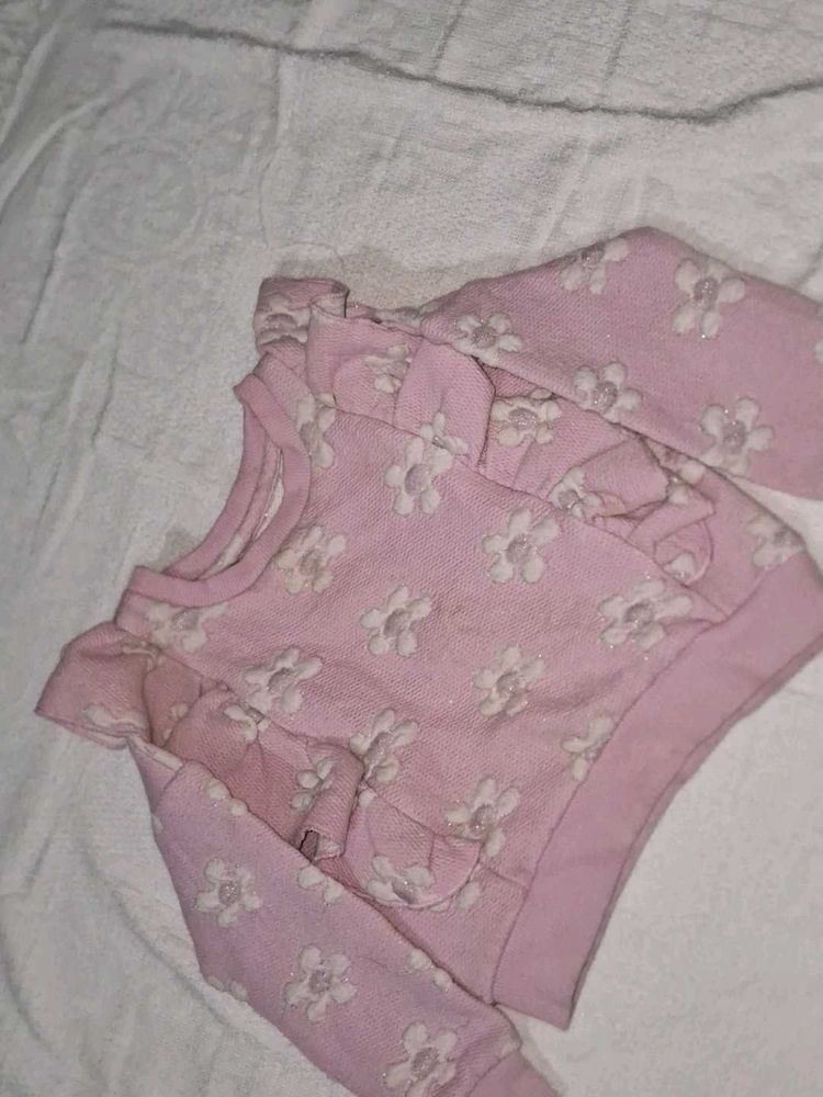 Pink Floral Ruffle Sweatshirt