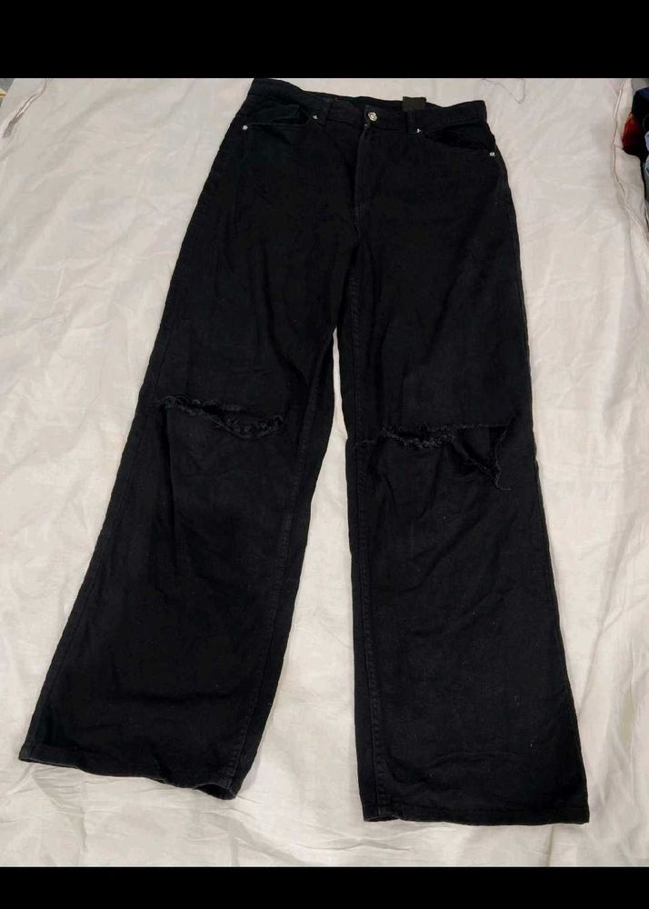 Ripped H&amp;m Black Baggy Jeans