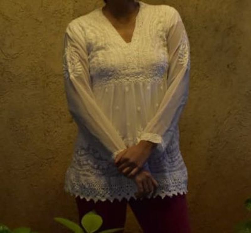 Elegant White Short Kurti