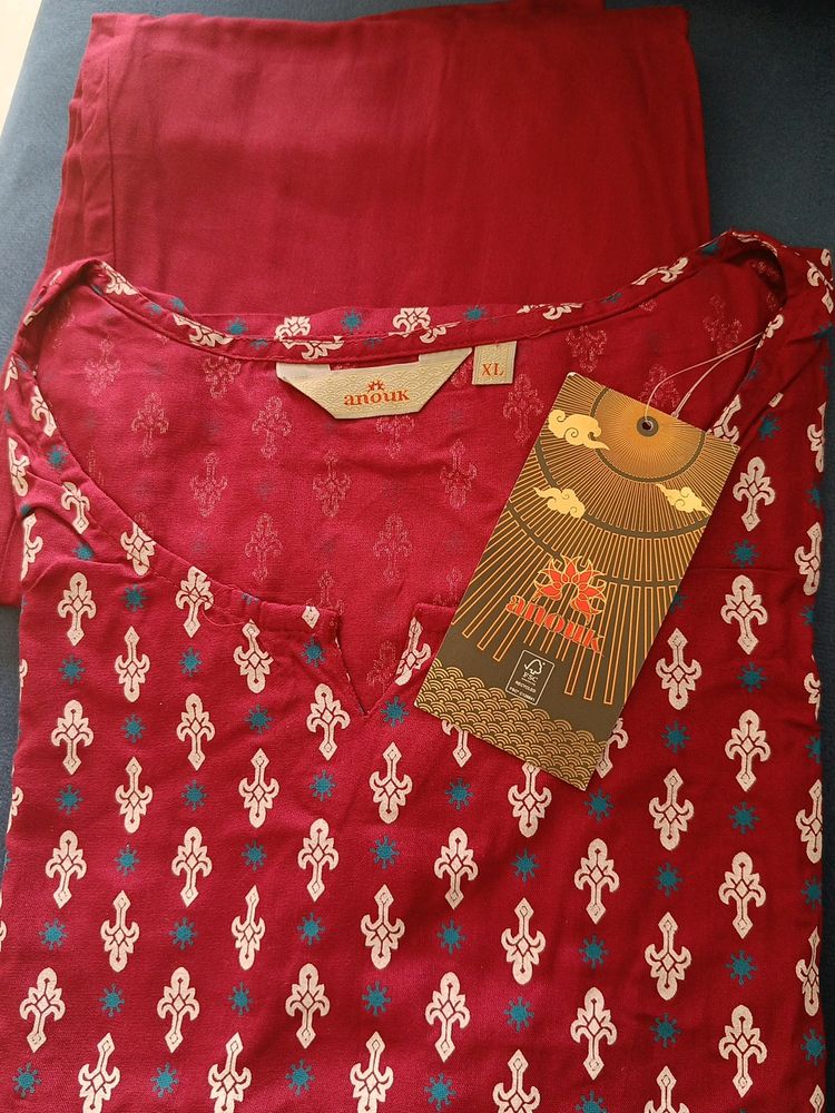 🆕 Anouk Maroon Kurta Set