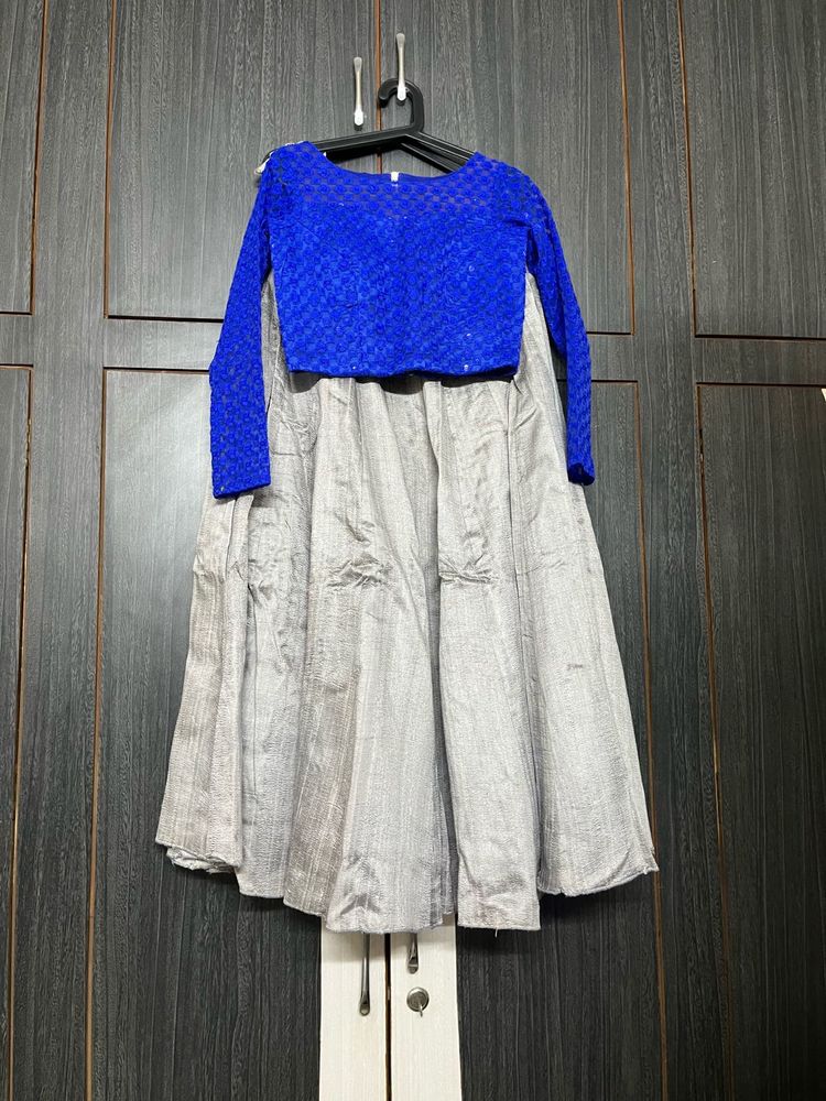 Girls' Blue &amp; Silver Lehenga Choli