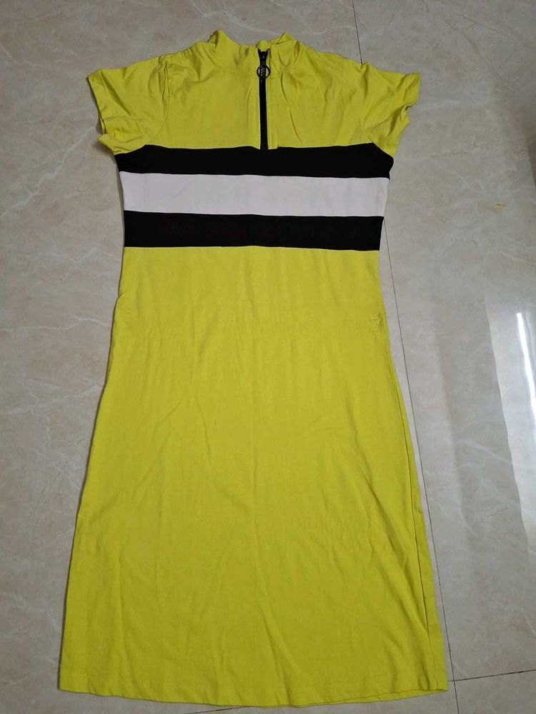 Yellow Striped Casual Dress