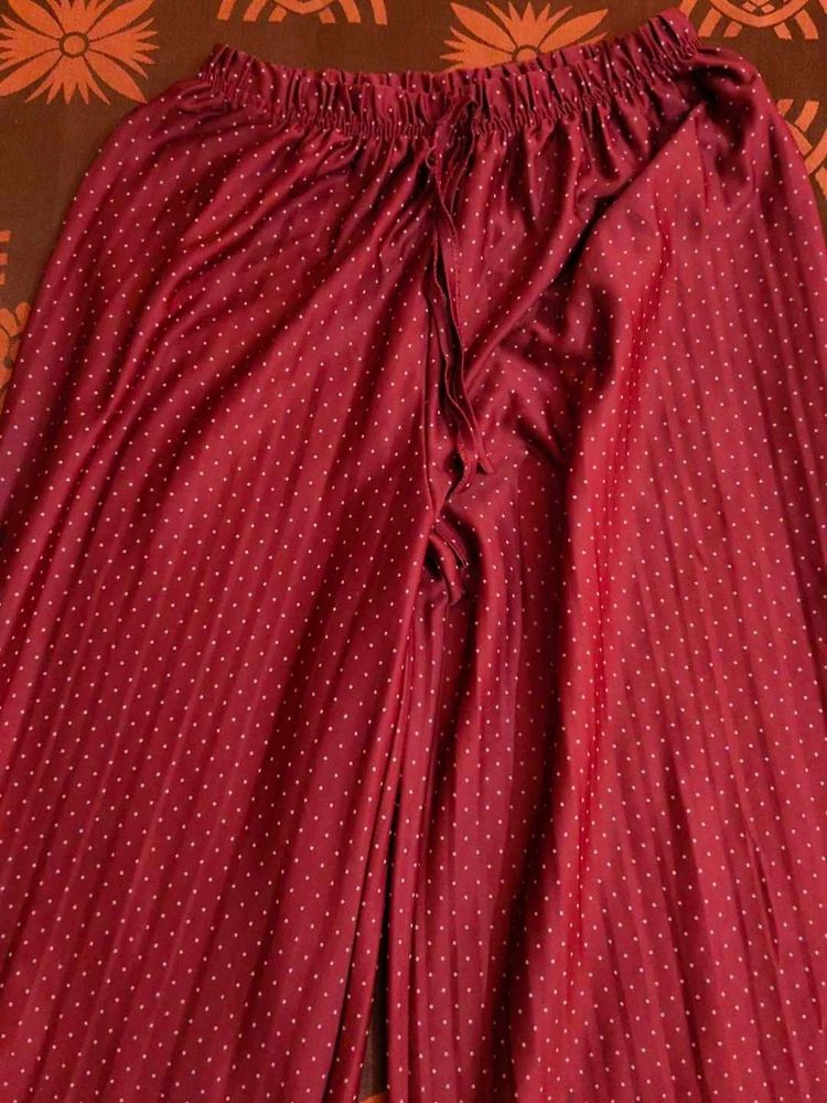 Maroon Polka Dot Palazzos