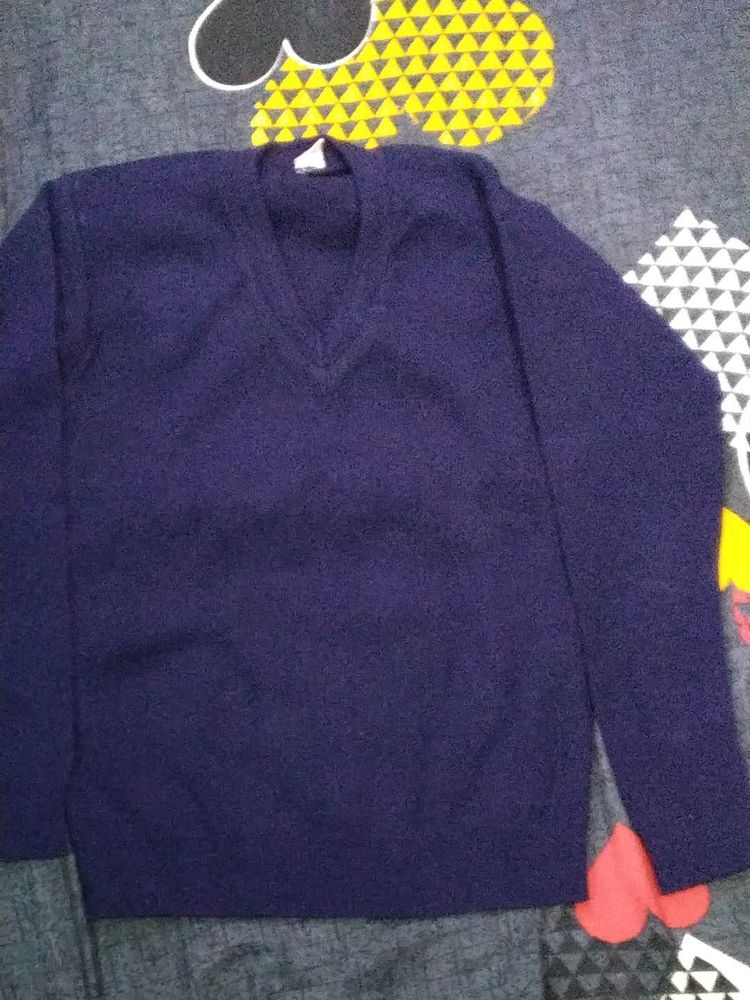 Navy V-Neck Pullover Sweater