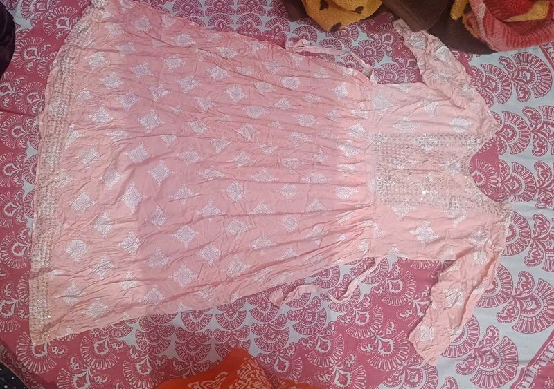 Gorgeous Peach Printed Kurta