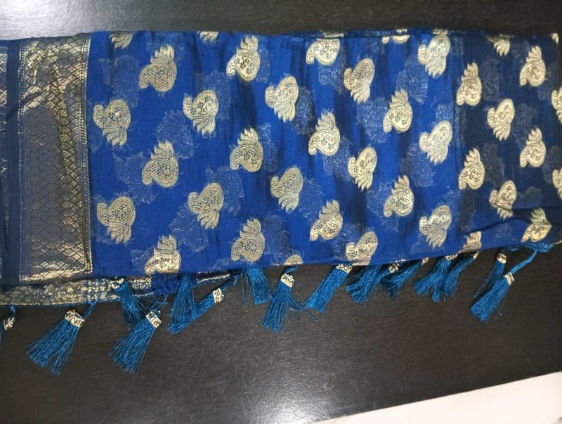 Blue Printed Dupatta
