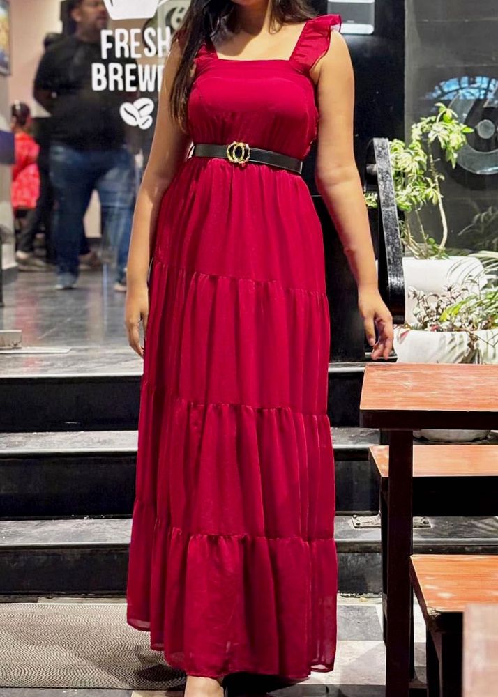 Red Tiered Maxi Dress