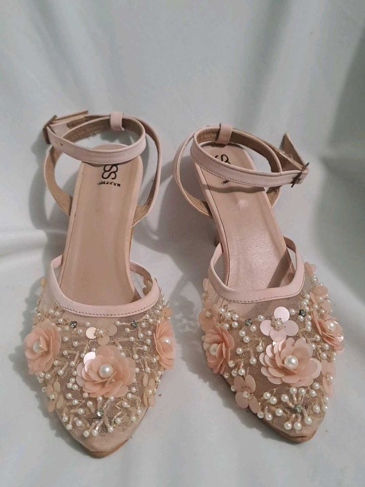 Floral Ankle Strap Heels