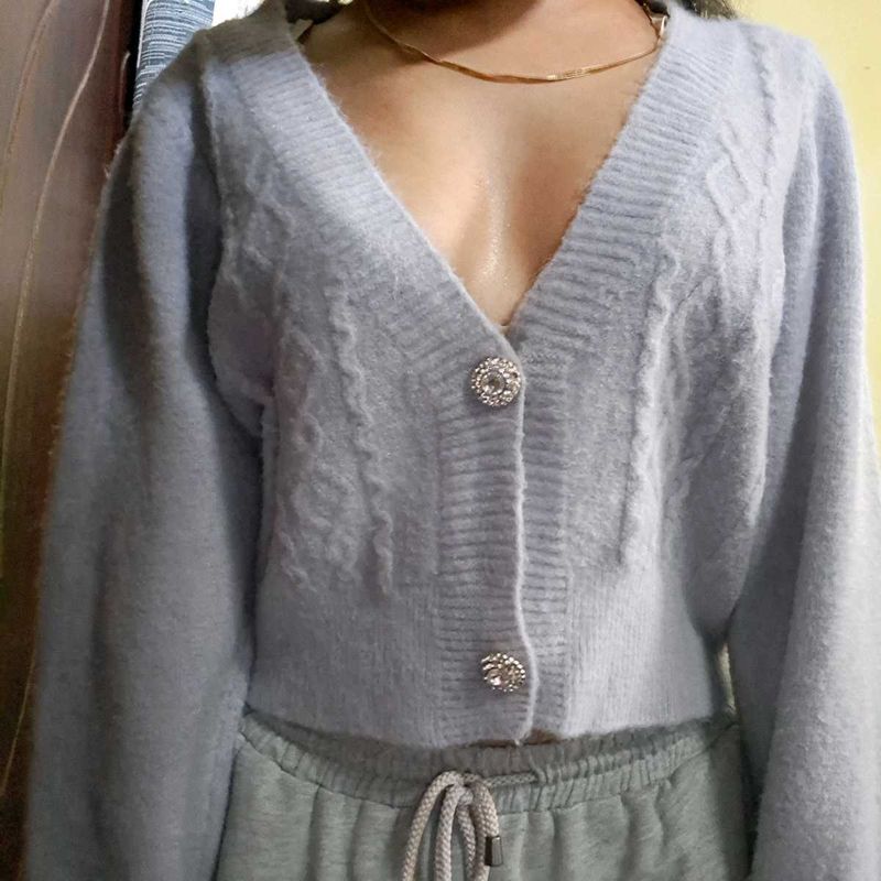Cropped Knit Cardigan