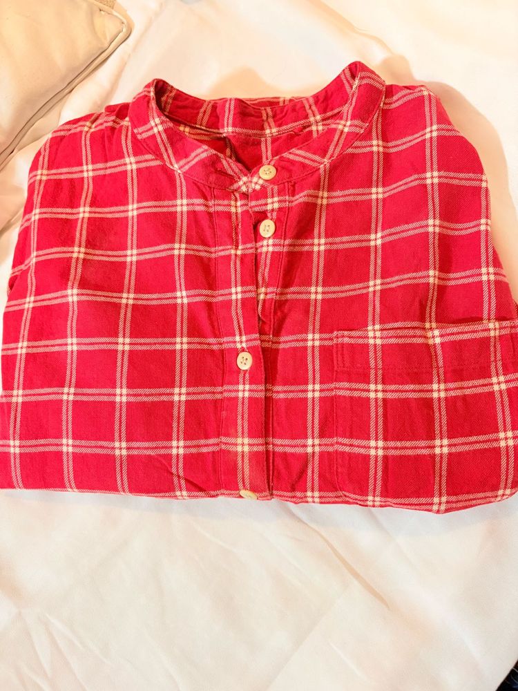Red checked Shirt/kurta/dress