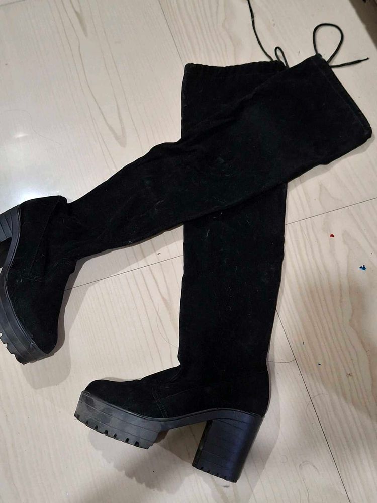 Black Thigh High Boots