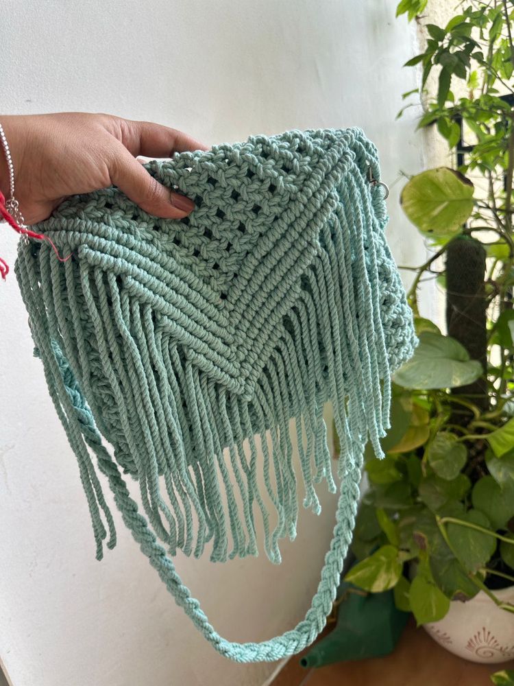 Macrame Fringe Crossbody Bag