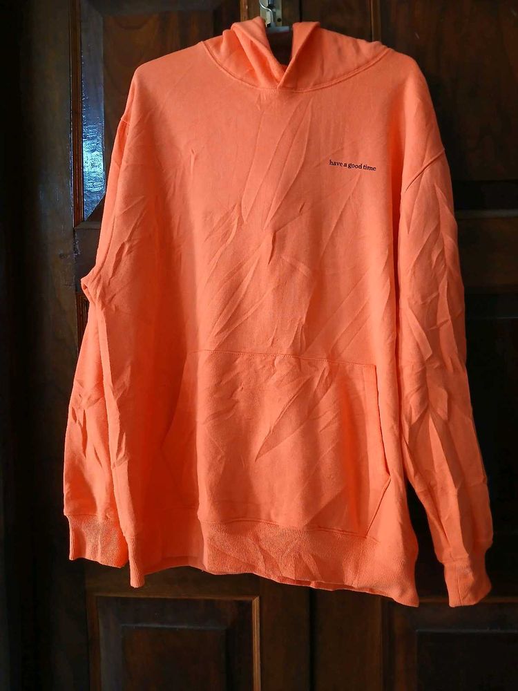 Thrifted Oversized Neon Orange Hoodie