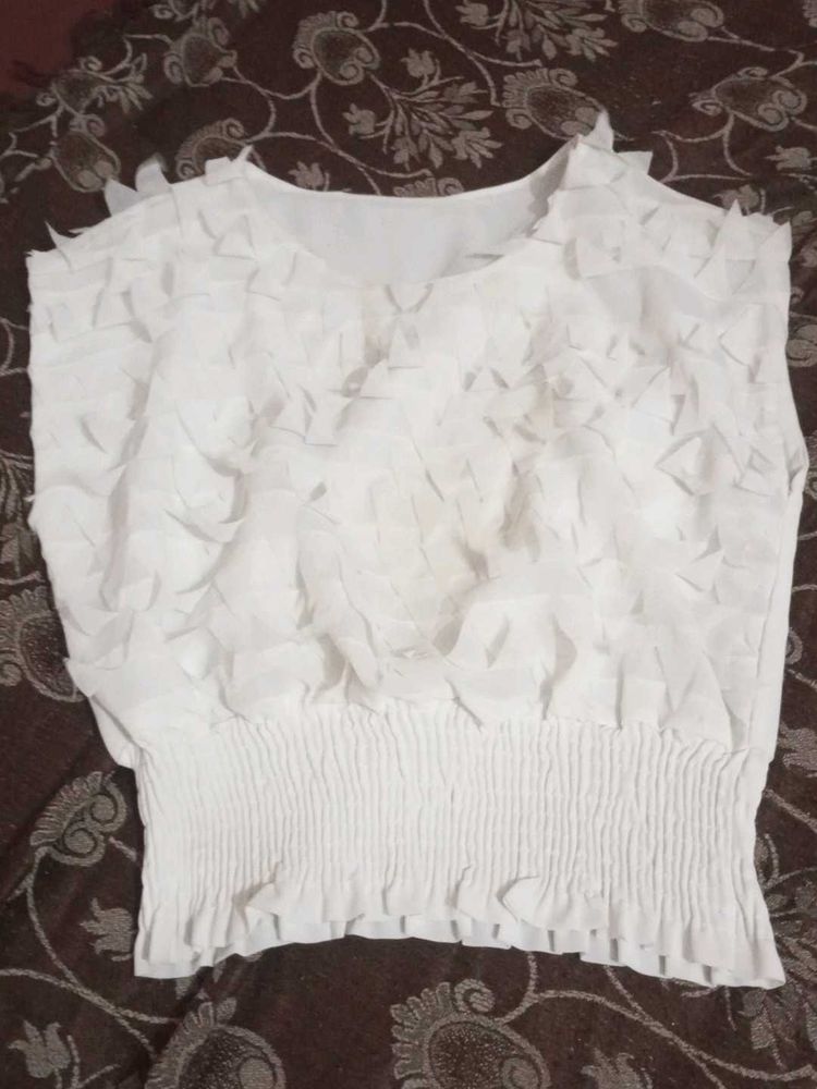 White Ruffle Top