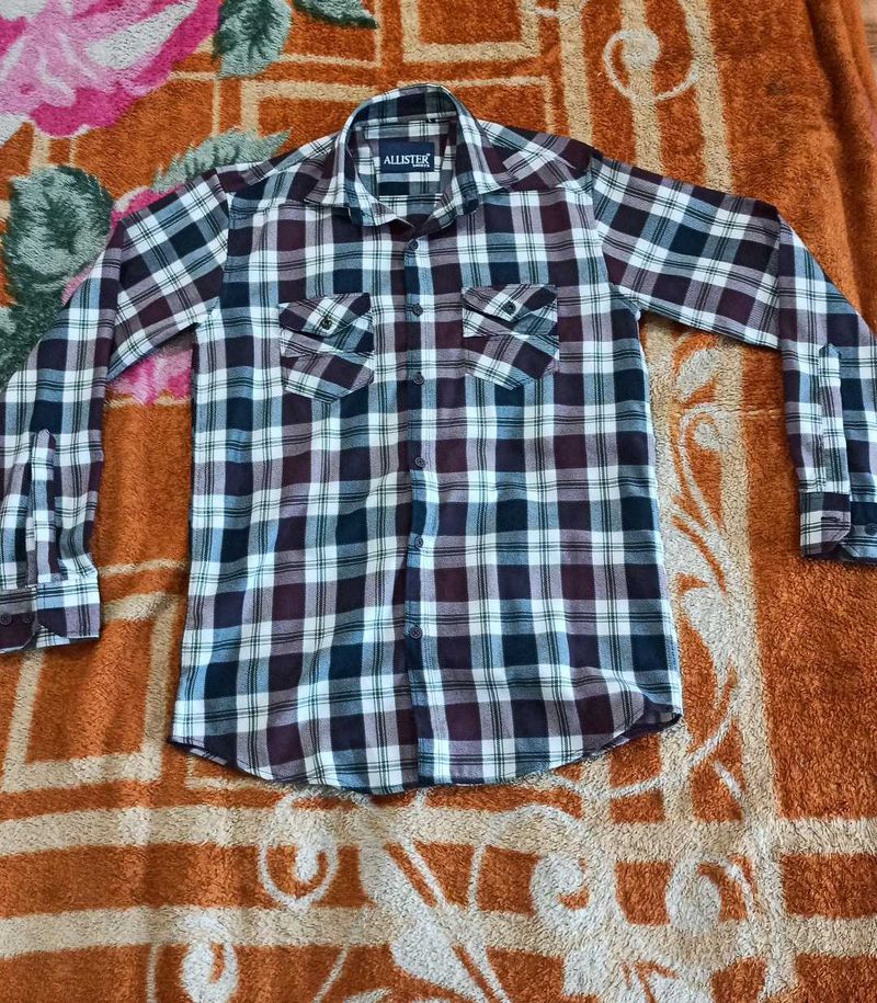 Maroon checks shirt for men