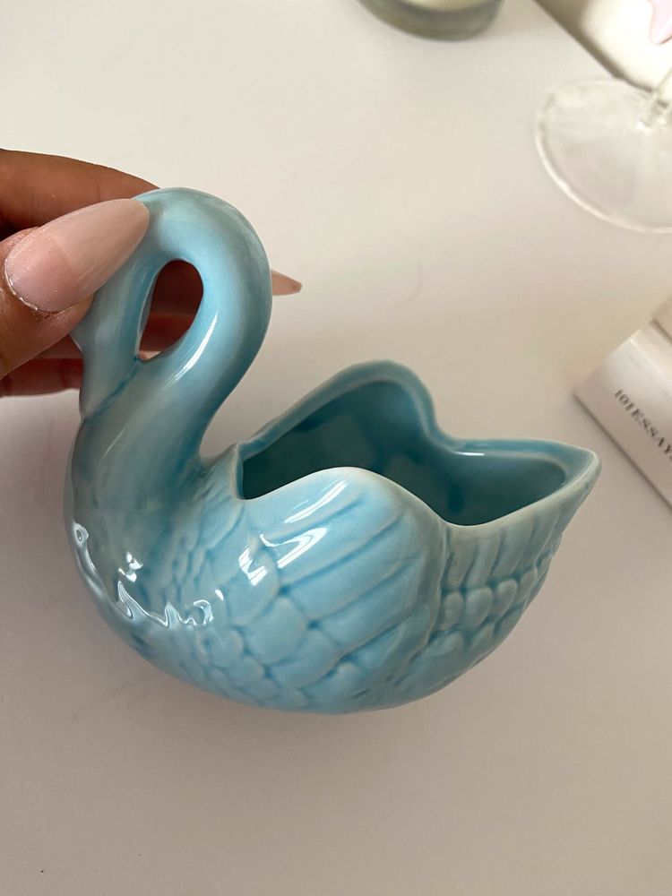 Vintage Blue Swan Trinket Dish