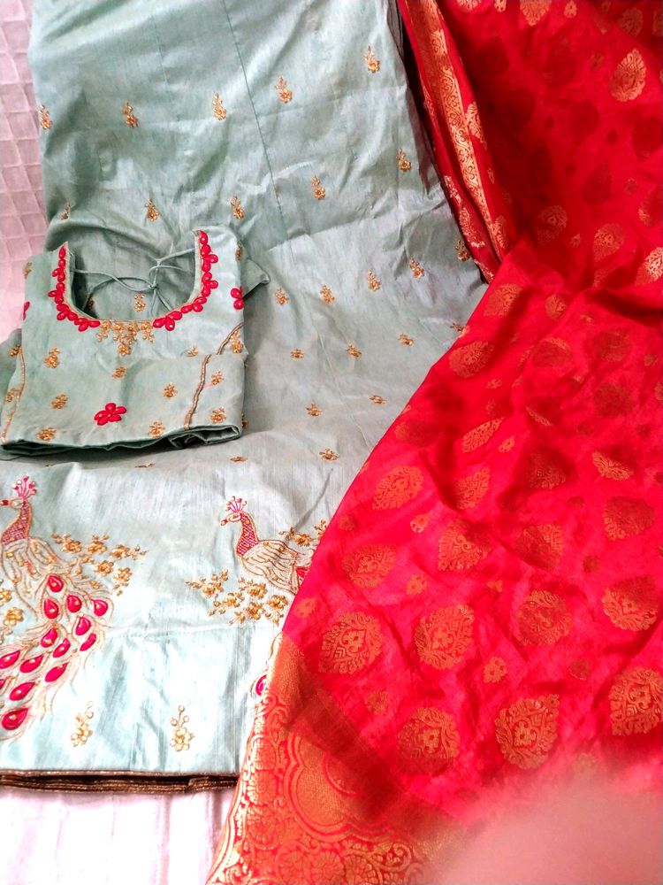 Embroidered Lehenga Choli With Banarsi Duppata
