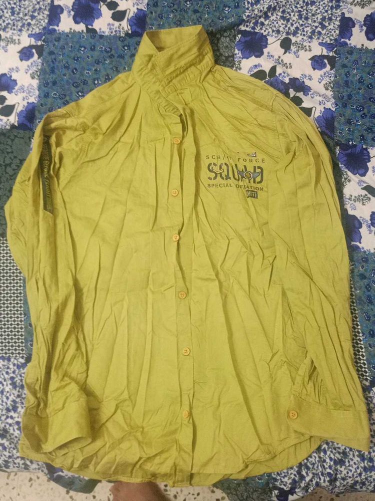 Olive Green Printed Shirt
