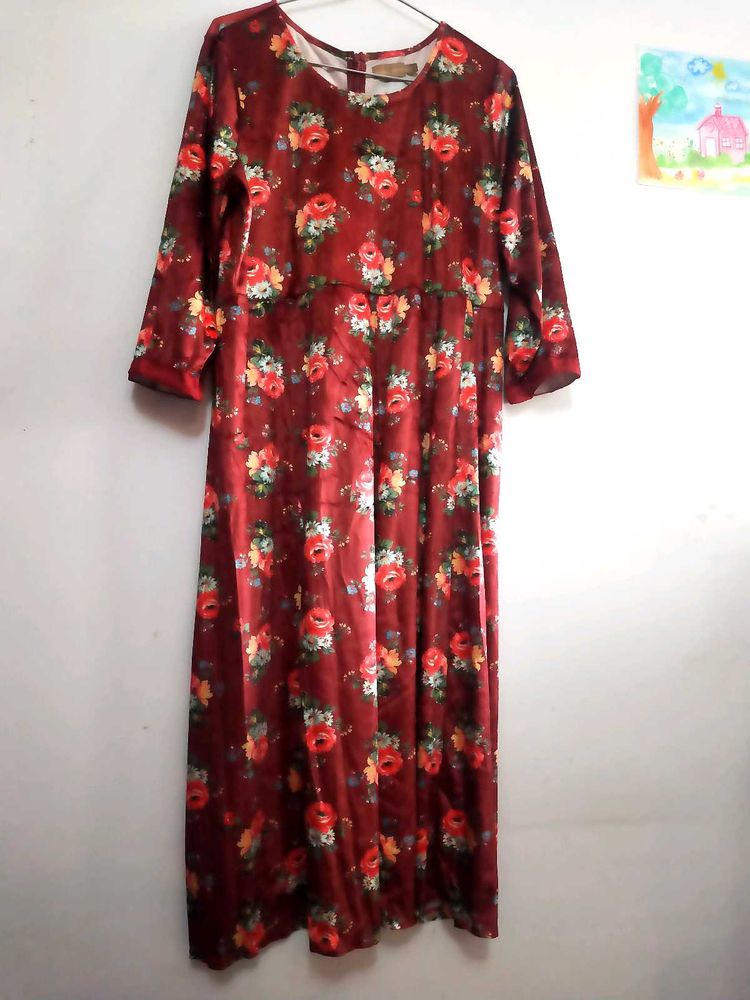Floral Velvet Kurta Dress
