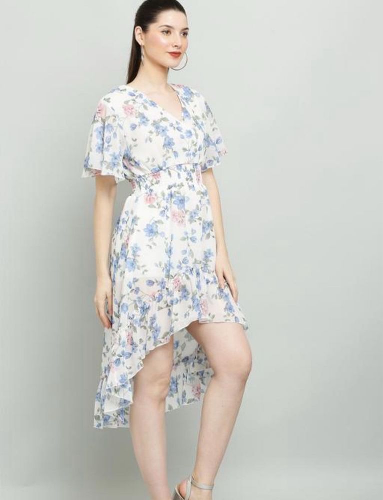 Floral Print Asymmetric Dress