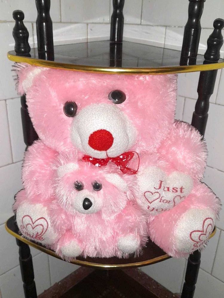 Pink Teddy Bear with Baby