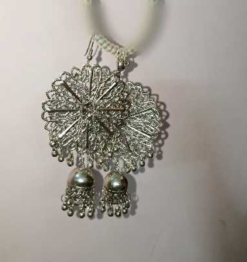 Silver oxidised Jhumka Earrings