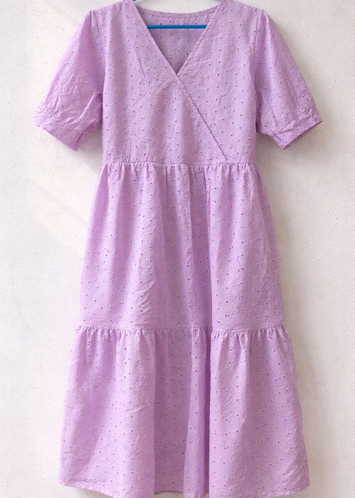 Lavender Eyelet Tiered Dress
