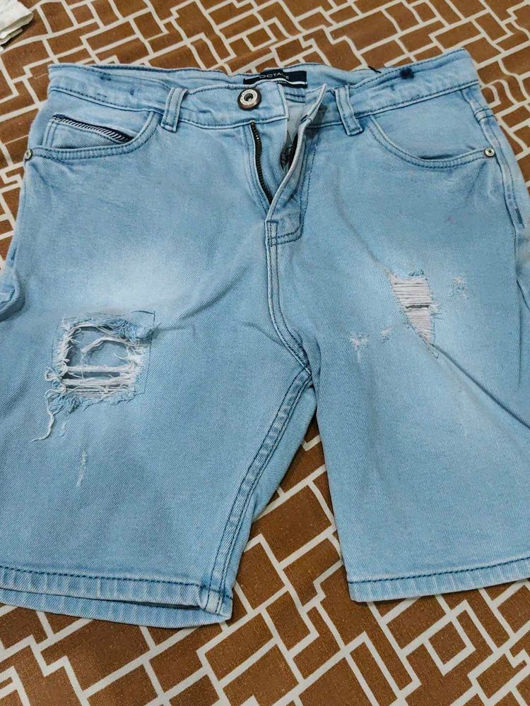 Ripped Denim Shorts