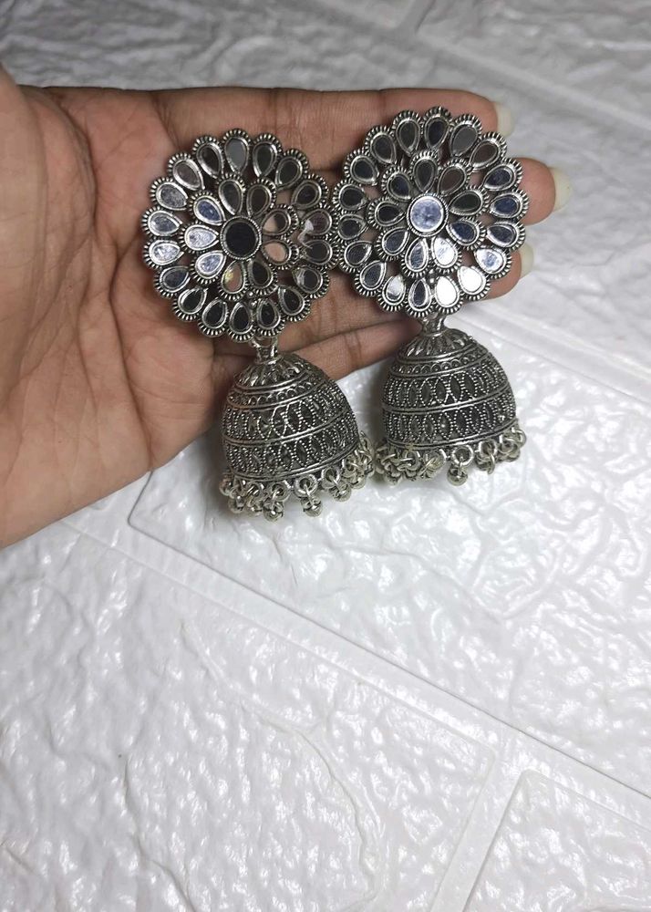 Silver Jhumka Earrings