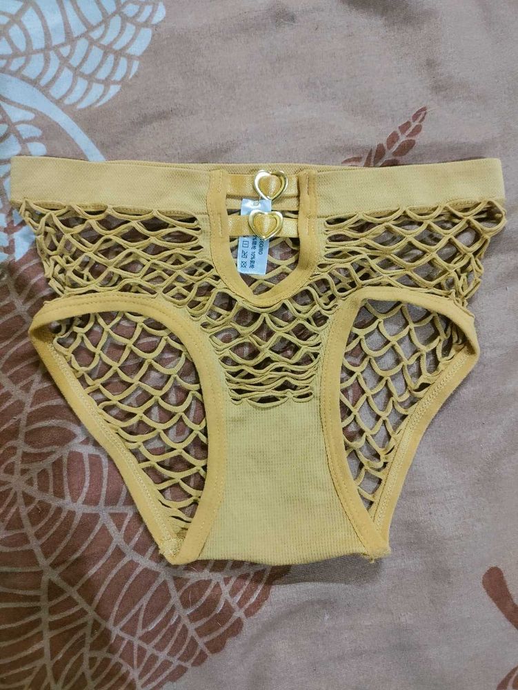Yellow Fishnet Panty