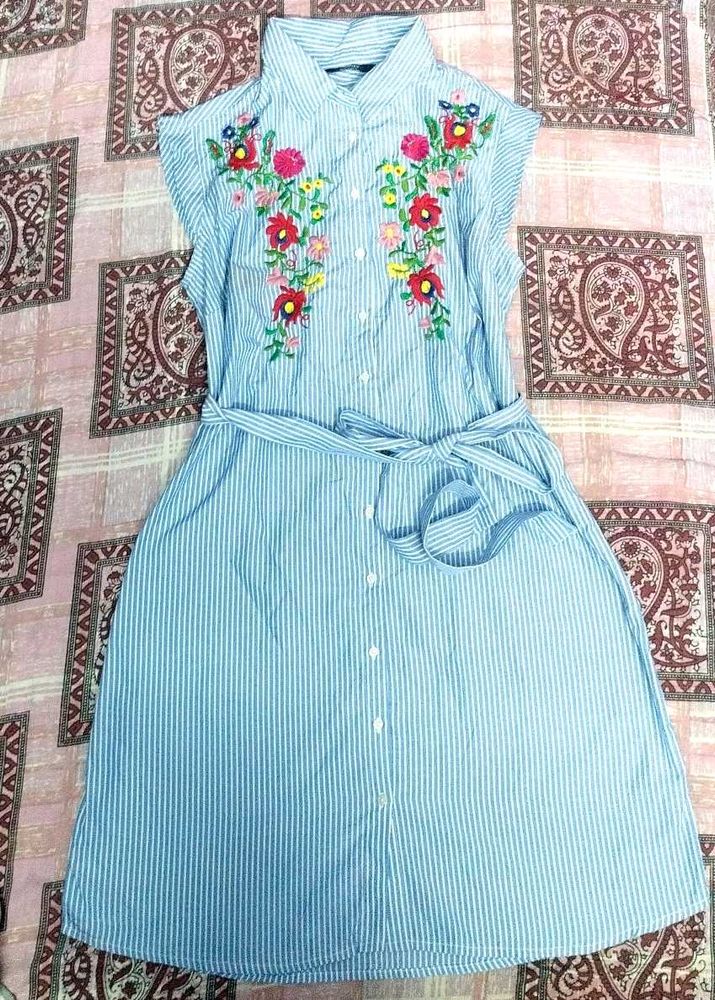 Striped Embroidered Top
