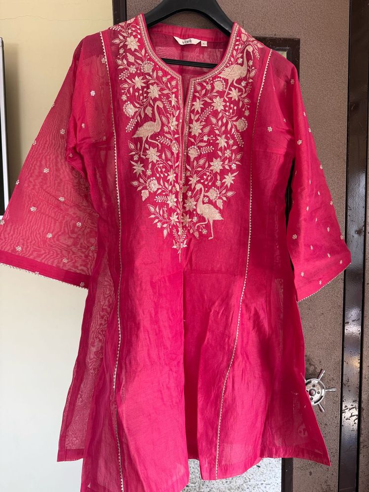 Pink Embroidered Kurta Set (3 piece)