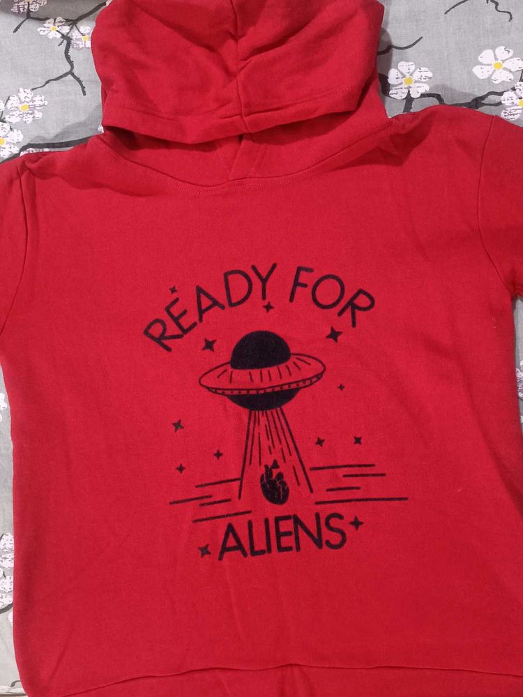 Red Graphic Print Hoodie