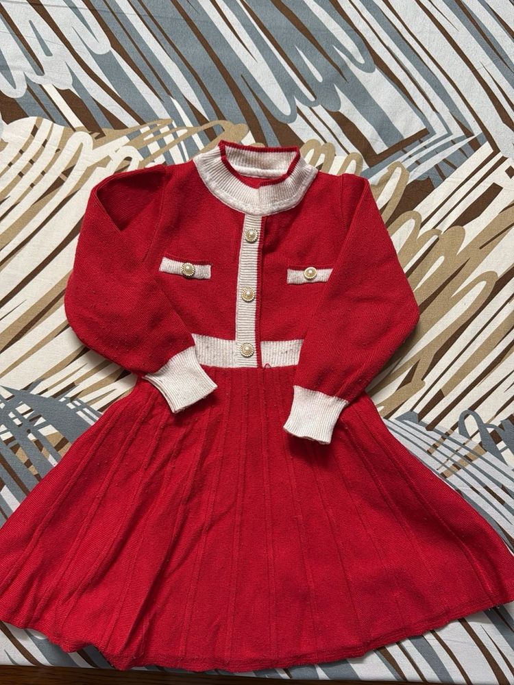 Red &amp; White Knit Dress