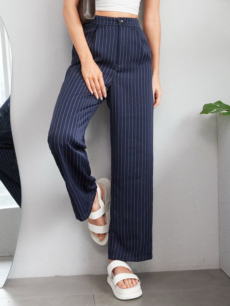 Pinstripe Wide Leg Trousers